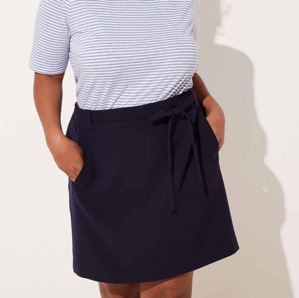 NWT LOFT Navy Tie Waist Shift Skirt